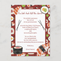 Sushi neutrale geboorte aankondiging