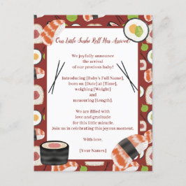 Sushi neutrale geboorte aankondiging