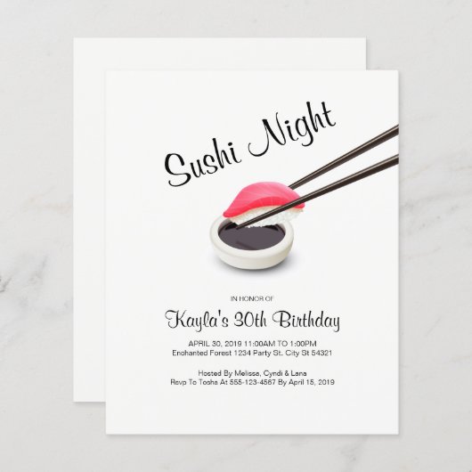 Sushi Night Invitations (Voorkant / Achterkant)