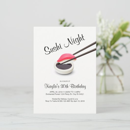 Sushi Night Invitations Kaart (Staand voorkant)