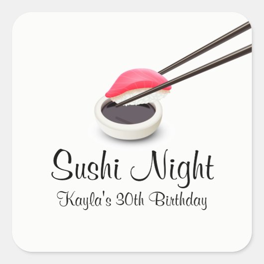 Sushi Night Party Vierkante Sticker (Voorkant)