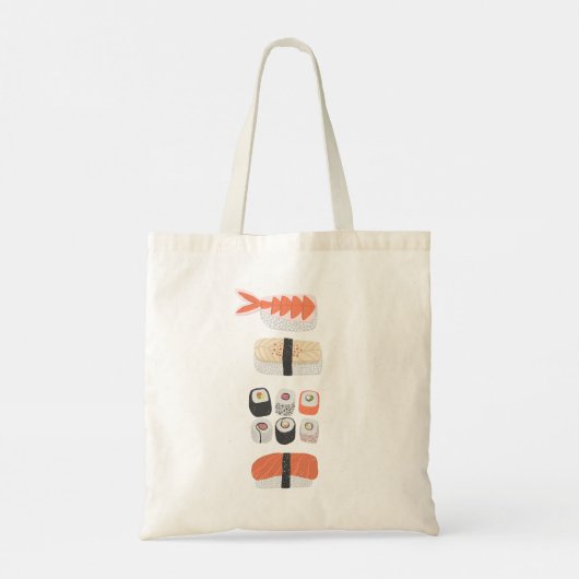 Sushi Nigiri Maki Roll Japanese Food Art Canvas ta Tote Bag (Achterkant)