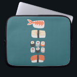 Sushi Nigiri Maki Roll Laptop Sleeve<br><div class="desc">Fun Japanse sushi-voedingskunst op een diepe groene achtergrond.</div>