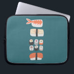 Sushi Nigiri Maki Roll Laptop Sleeve<br><div class="desc">Fun Japanse sushi-voedingskunst op een diepe groene achtergrond.</div>