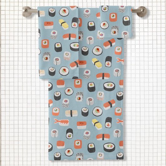 Sushi Nigiri Maki Roll Pattern Bad Handdoek