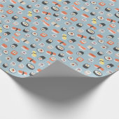 Sushi Nigiri Maki Roll Pattern Blue Cadeaupapier (Hoek)