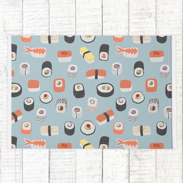 Sushi Nigiri Maki Roll Pattern Deurmat (Japanese sushi fun food themed doormat)