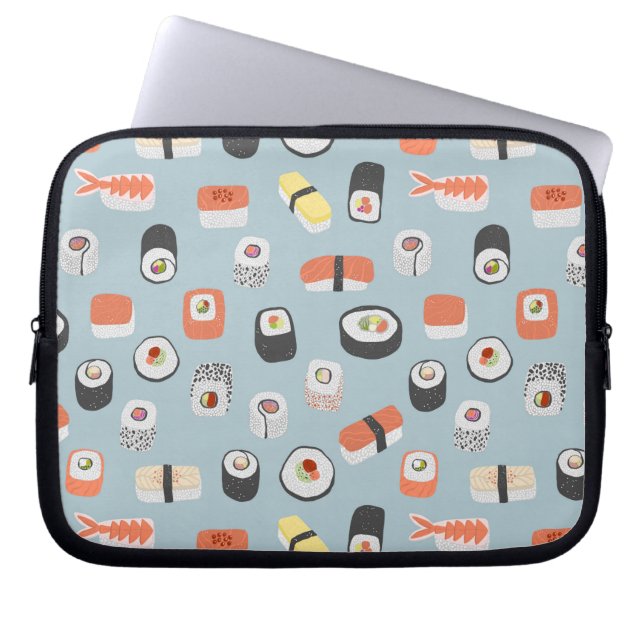 Sushi Nigiri Maki Roll Pattern Laptop Sleeve (Voorkant)