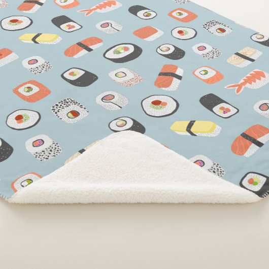Sushi Nigiri Maki Roll Pattern Sherpa Deken (3/4)