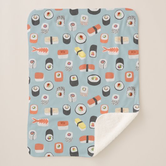 Sushi Nigiri Maki Roll Pattern Sherpa Deken (Voorkant)