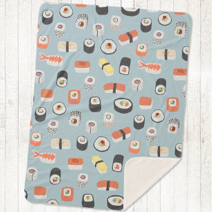 Sushi Nigiri Maki Roll Pattern Sherpa Deken