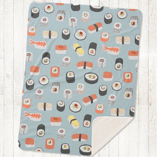 Sushi Nigiri Maki Roll Pattern Sherpa Deken