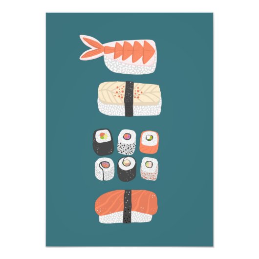 Sushi Nigiri Maki Roll Photo Print Foto Afdruk (Voorkant)