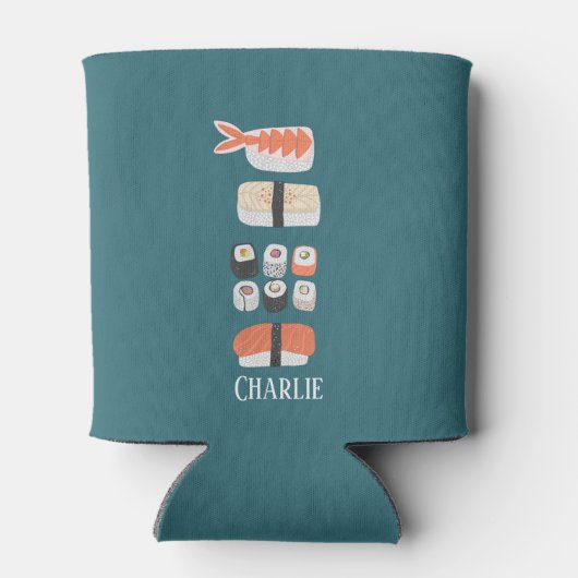 Sushi Nigiri Sashimi Maki Roll Custom Name Blikjeskoeler (Achterkant)