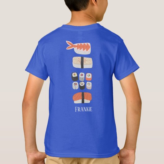 Sushi Nigiri Sashimi Maki Roll Name T-shirt (Achterkant)