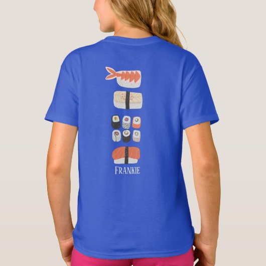 Sushi Nigiri Sashimi Maki Roll Name T-shirt (Achterkant)