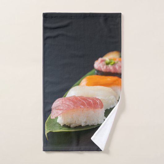  Sushi on a Leaf - Japanese Nigiri Towel Bad Handdoek (Handdoek)