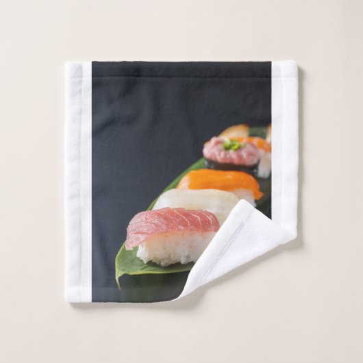 Sushi on a Leaf - Japanese Nigiri Towel Bad Handdoek (Wasdoekje)