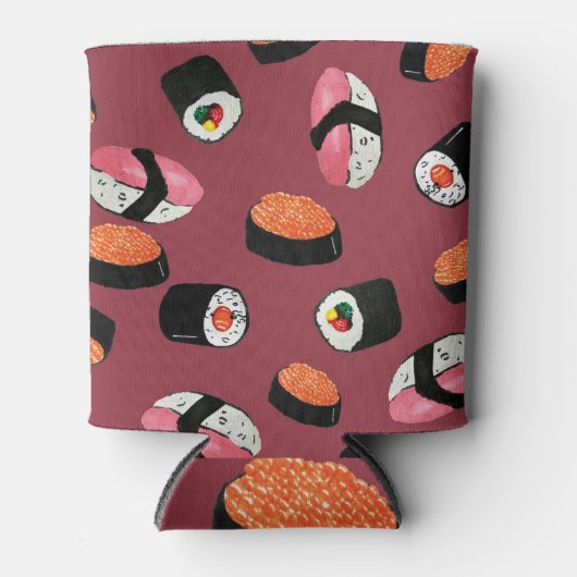 Sushi Onigiri Rolls: Naadloze illustratie Blikjeskoeler (Voorkant)