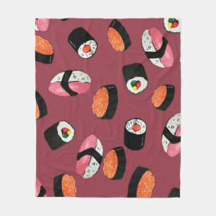 Sushi Onigiri Rolls: Naadloze illustratie Fleece Deken