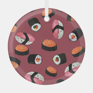 Sushi Onigiri Rolls: Naadloze illustratie Glas Ornament