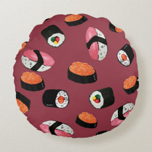 Sushi Onigiri Rolls: Naadloze illustratie Rond Kussen
