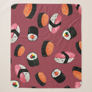 Sushi Onigiri Rolls: Naadloze illustratie Sherpa Deken