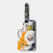 Sushi op een bord bagagelabel (Achterkant verticaal)