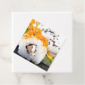 Sushi op een bord bedankjes labels (In situ)