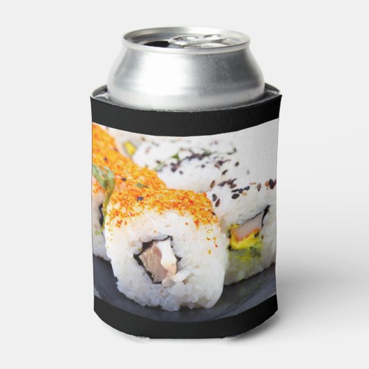 Sushi op een bord blikjeskoeler (Blikje Voorkant)