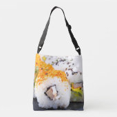 Sushi op een bord crossbody tas (Achterkant)