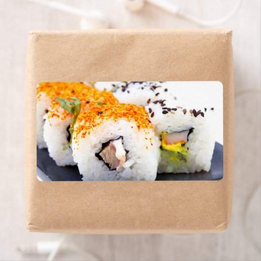 Sushi op een bord etiket (Insitu)