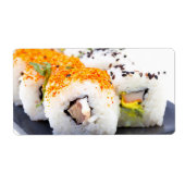 Sushi op een bord etiket (Voorkant)