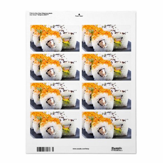 Sushi op een bord etiket (Full Sheet)