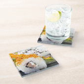 Sushi op een bord glazen onderzetter (Schuin)
