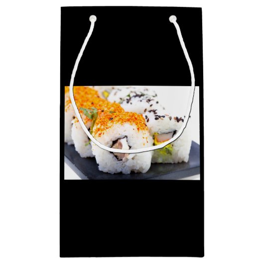 Sushi op een bord klein cadeauzakje (Achterkant)