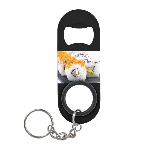 Sushi op een bord mini flessenopener (Voorkant)