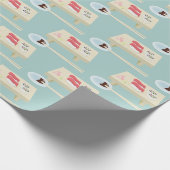 Sushi op een bord Patroon Licht Blauw Cadeaupapier (Hoek)