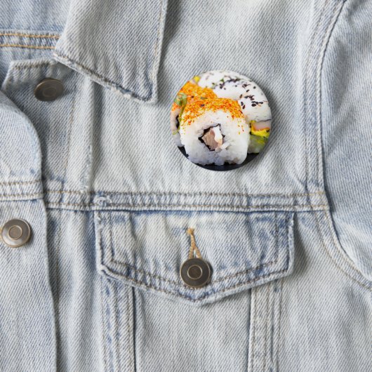 Sushi op een bord ronde button 5,7 cm (In situ)