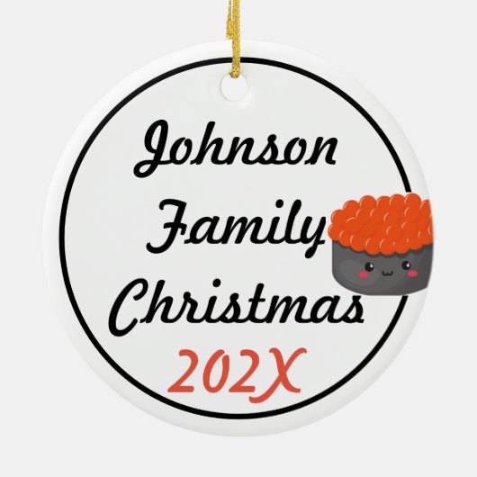 Sushi Ornament met bericht en datum op de rug (Achterkant)