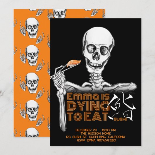 SUSHI partij uitnodigingskaarten Kaart (Voorkant / Achterkant)