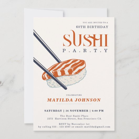 Sushi Party 60e verjaardag Kaart (Voorkant)