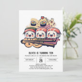 Sushi Party bewerkbare verjaardag Kaart (Staand voorkant)