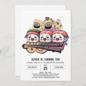 Sushi Party bewerkbare verjaardag Kaart (Voorkant / Achterkant)