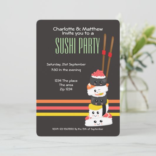 Sushi Party Cute Kawaii personaliseert Japans Kaart (Staand voorkant)