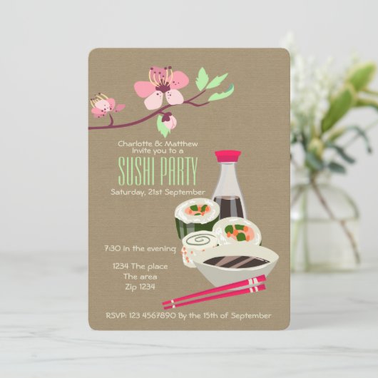Sushi Party Easy to Personating Japans Geëerd Kaart (Staand voorkant)