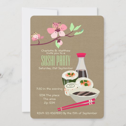 Sushi Party Easy to Personating Japans Geëerd Kaart (Voorkant)