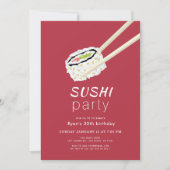 Sushi Party Eenvoudige Bourgogne & Gouden Verjaard Kaart (Voorkant)