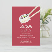 Sushi Party Eenvoudige Bourgogne & Gouden Verjaard Kaart (Staand voorkant)