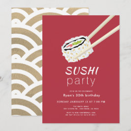 Sushi Party Eenvoudige Bourgogne & Gouden Verjaard Kaart